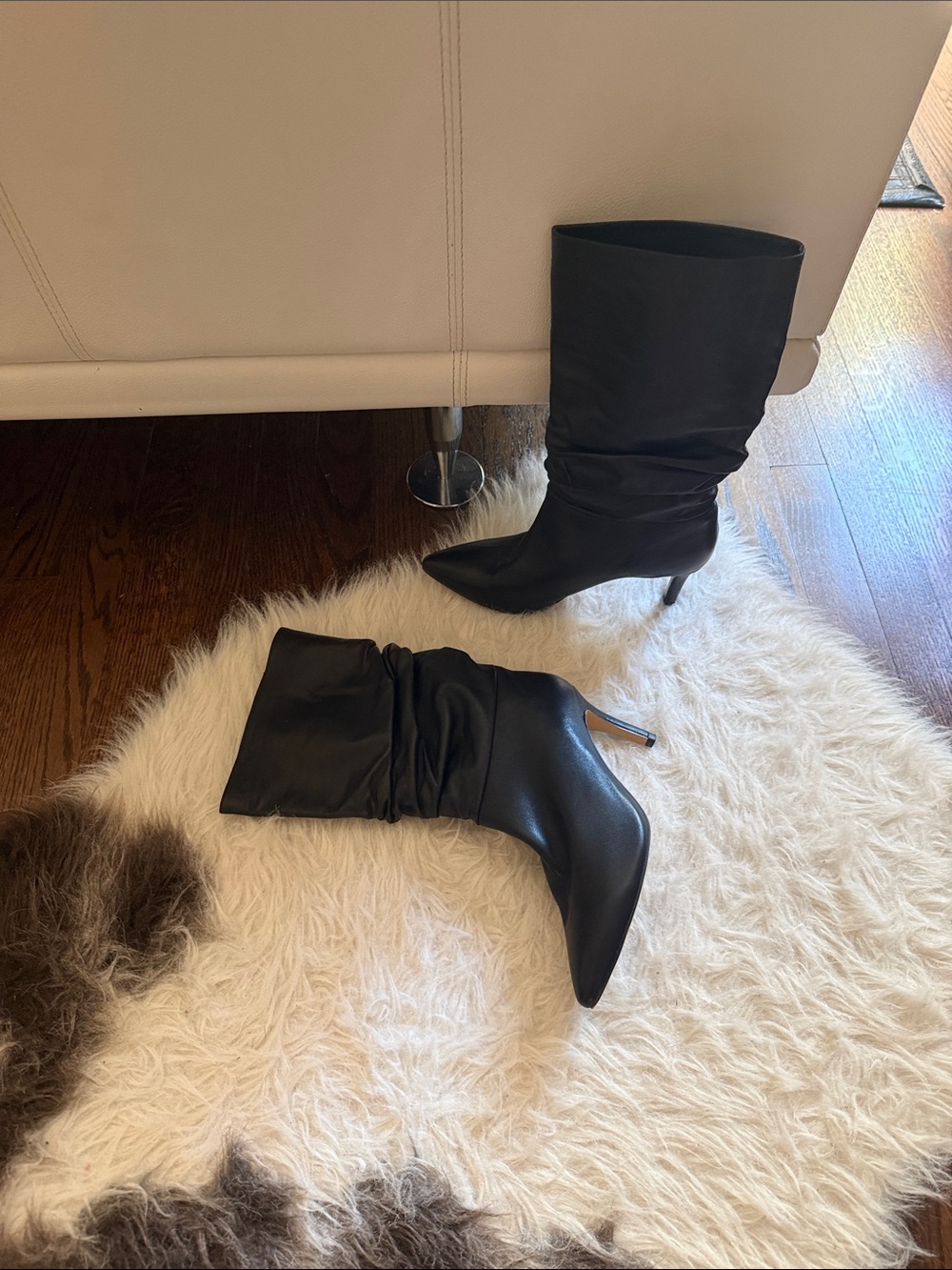 Silent D Women's Black Slouch Mid-Calf Stiletto Boots size 8, good condition.